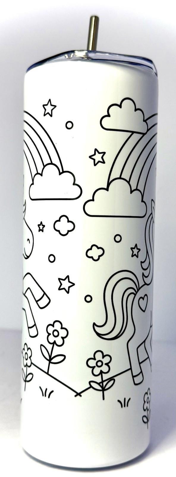20 oz Color Me Unicorn Stainless Steel Tumbler with Lid, Straw