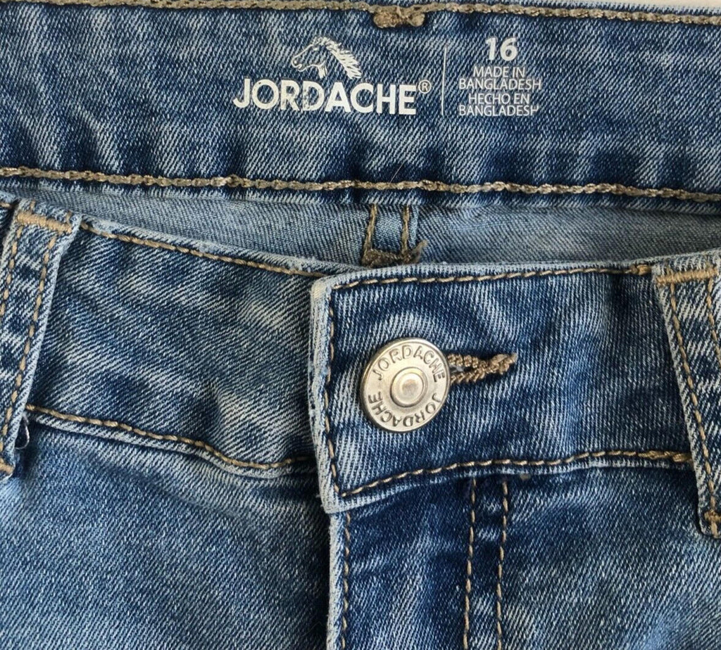 Jordache Shorts Girls Sz 16 Blue Denim Cut Off Medium Wash Distressed