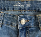Jordache Shorts Girls Sz 16 Blue Denim Cut Off Medium Wash Distressed