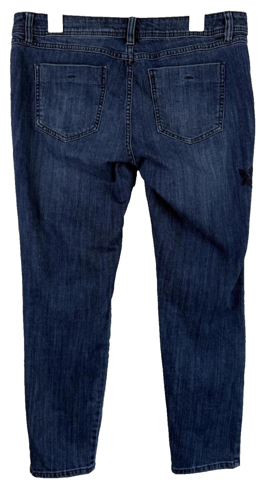 ELLE Jeans Womens 14 Embroidered Floral Skinny Stretch Denim No Front Pockets