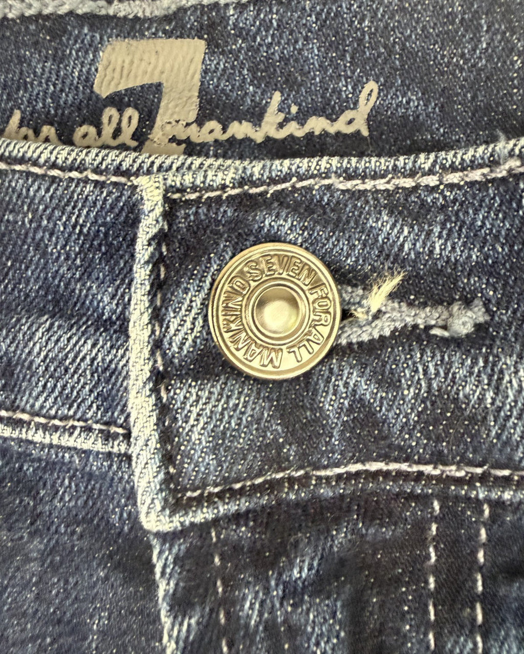 7 For All Mankind Mens 38x32 Slimmy Jeans Medium Wash Whiskered Stretch Denim