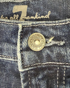 7 For All Mankind Mens 38x32 Slimmy Jeans Medium Wash Whiskered Stretch Denim