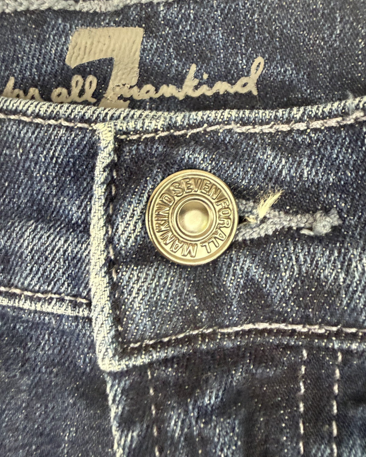 7 For All Mankind Mens 38x32 Slimmy Jeans Medium Wash Whiskered Stretch Denim