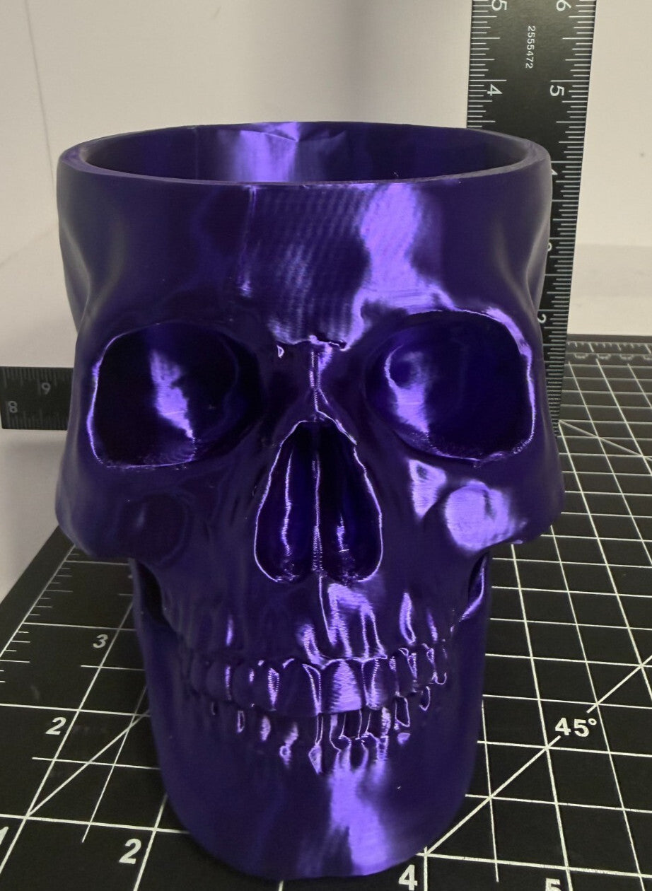 3D Printed Skull-Shaped Bowl - PLA - Purple
