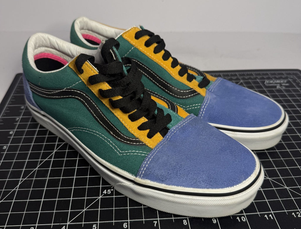 VANS Old Skool Limited Edition ColorBlock Shoes Mens 9.5 Blue Green Yellow