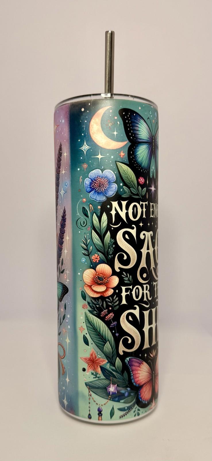 20 oz Not Enough Sage Glow in the Dark Stainless Steel Tumbler with Lid, Straw