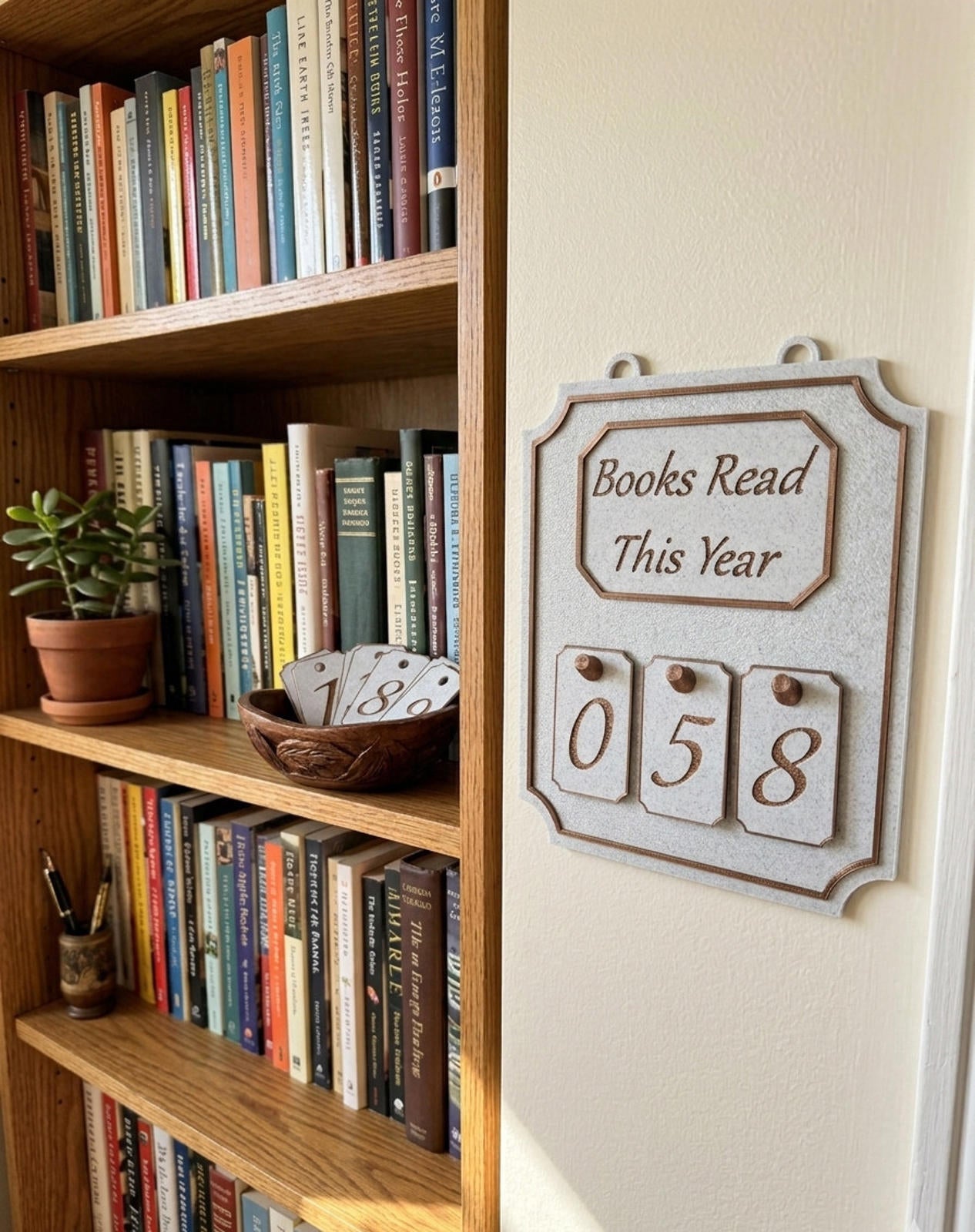 Books Read Counter - 3D Printed PLA - Marble and Bronze - Includes All Numbers