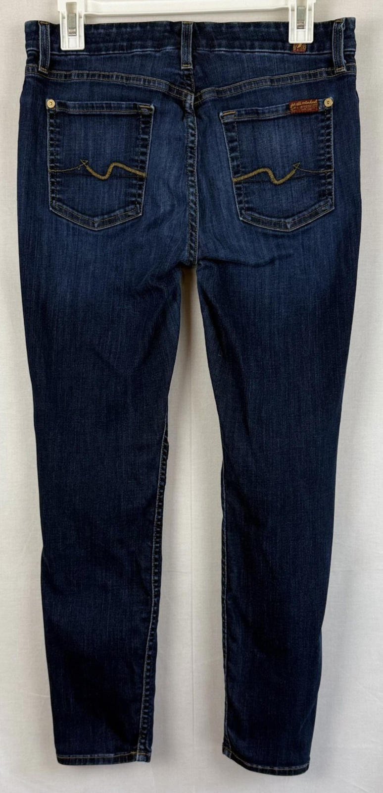 7 For All Mankind Womens 29 The Mid Rise Ankle Skinny Dark Blue Denim Jeans