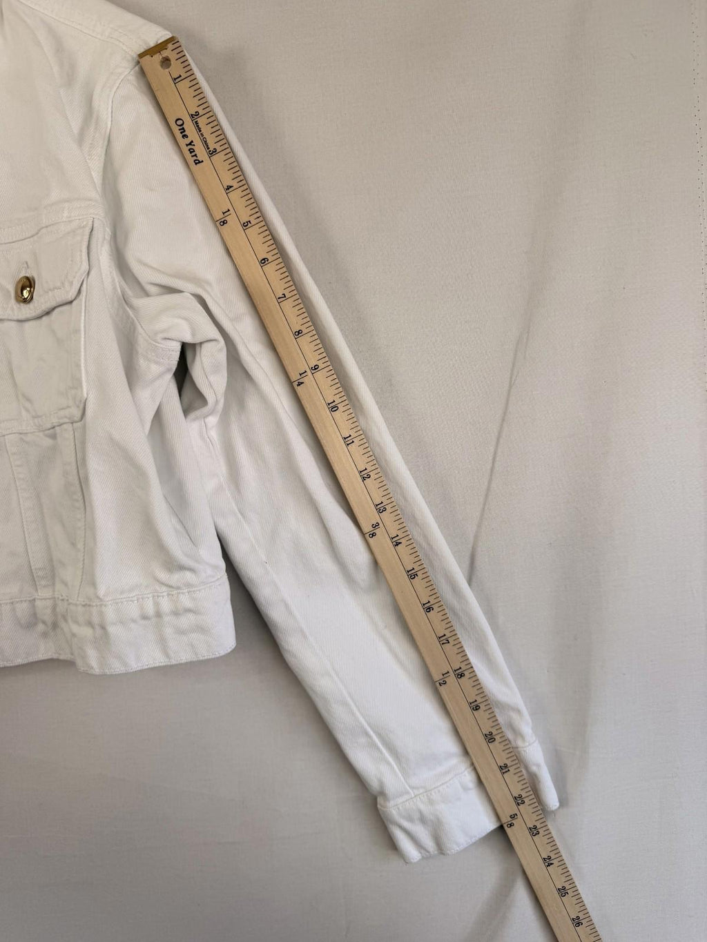 Michael Kors Jacket Womens Sz Large White Cropped Full Zip Denim