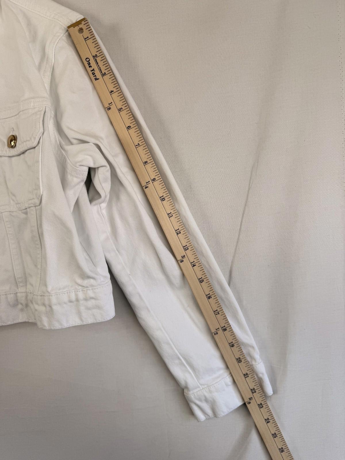 Michael Kors Jacket Womens Sz Large White Cropped Full Zip Denim