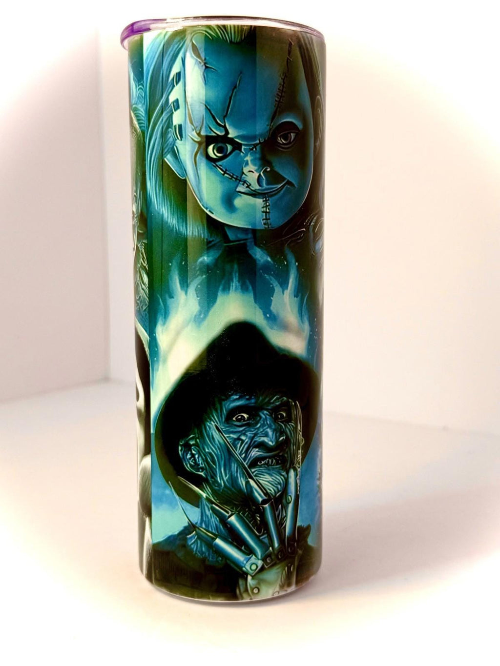 20 oz Glowing Killers Stainless Steel Tumbler with Lid, Straw Halloween