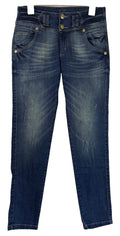 Big John Premium Womens Jeans Sz 12 Light Distress Stretch Gold Accents