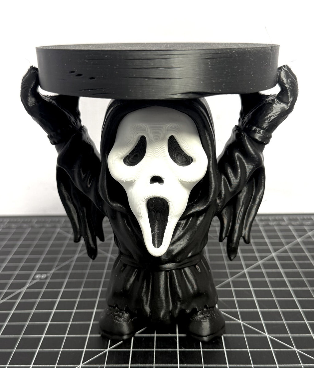 3D Printed Ghostface Candle Jar Holder - Black/White - 5 Inch