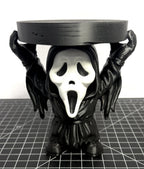 3D Printed Ghostface Candle Jar Holder - Black/White - 5 Inch