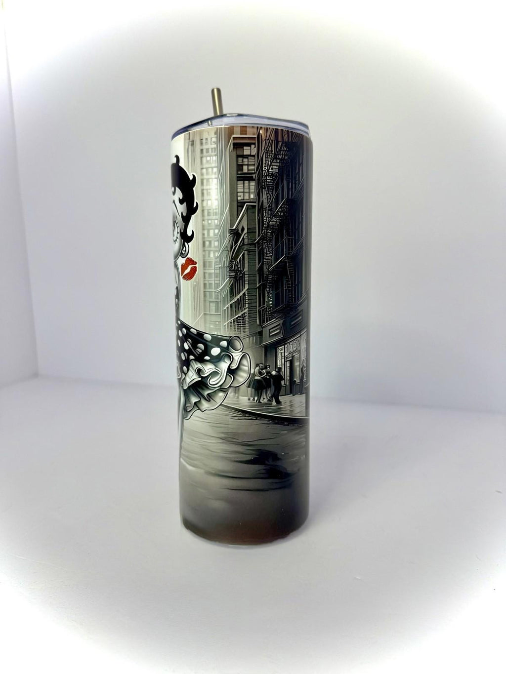 20 oz Vintage Betty Boop Stainless Steel Tumbler with Lid, Straw