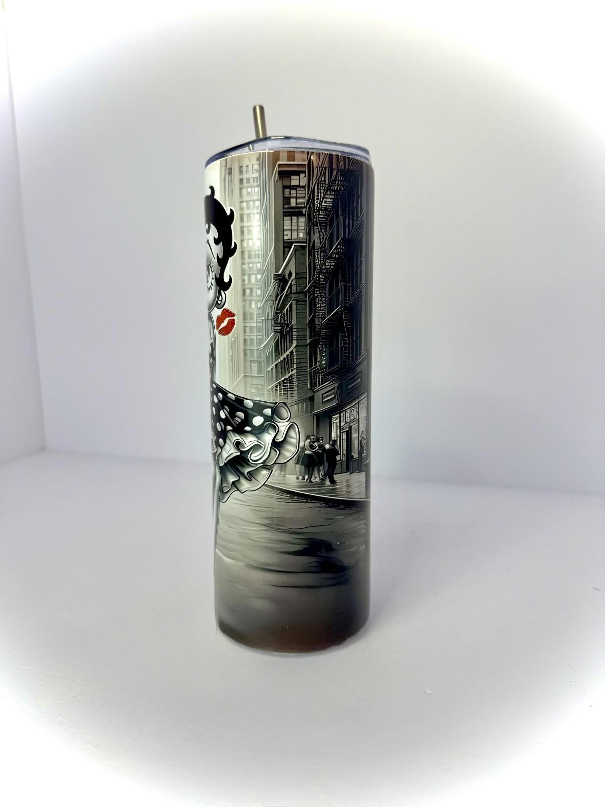 20 oz Vintage Betty Boop Stainless Steel Tumbler with Lid, Straw