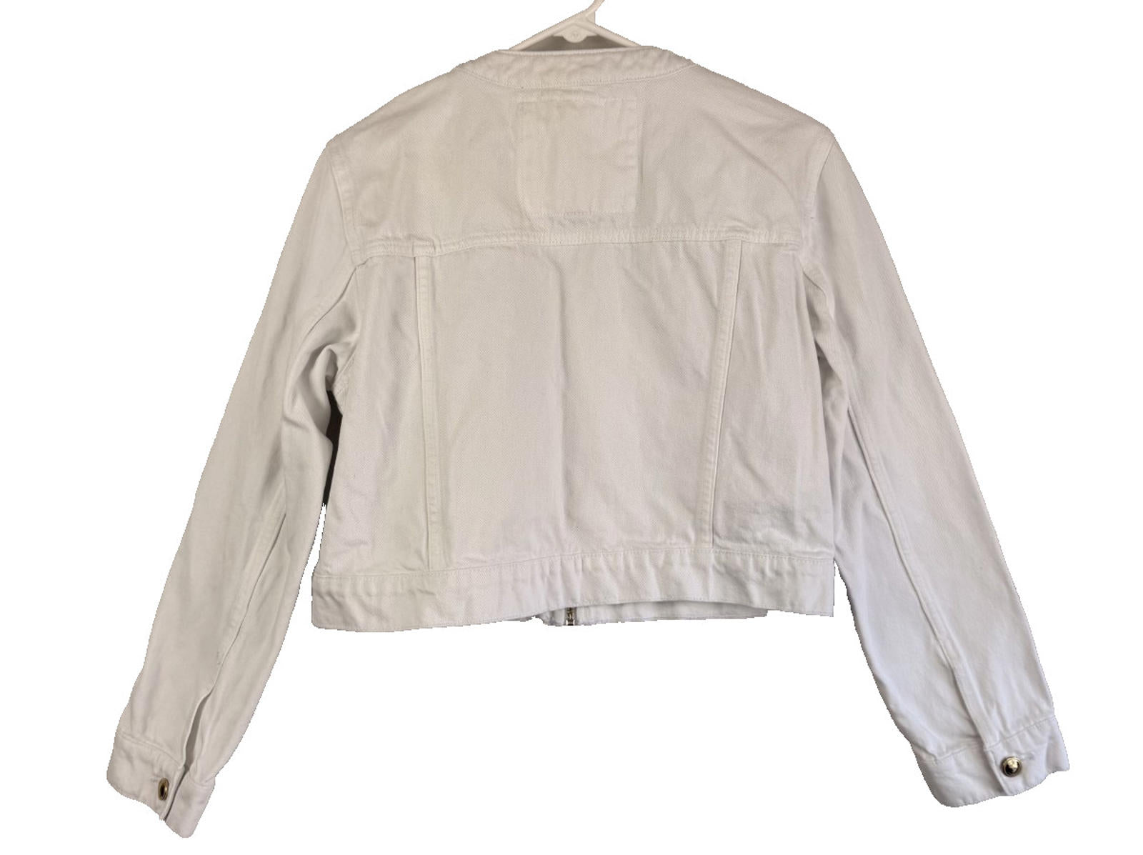 Michael Kors Jacket Womens Sz Large White Cropped Full Zip Denim