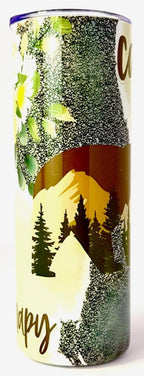 20 oz Camping Therapy Stainless Steel Tumbler with Lid, Straw