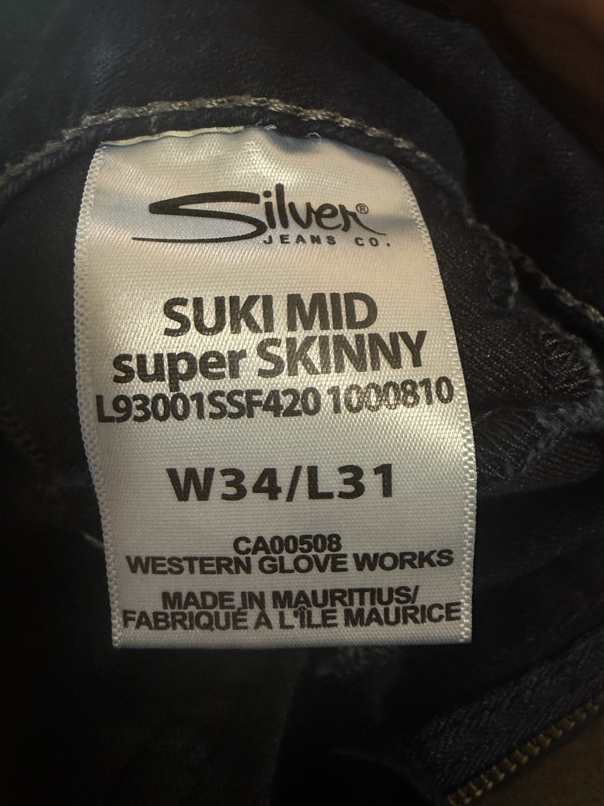 Silver Jeans Suki Mid Super Stretch Womens 34x31 Dark Wash Denim 9” Rise
