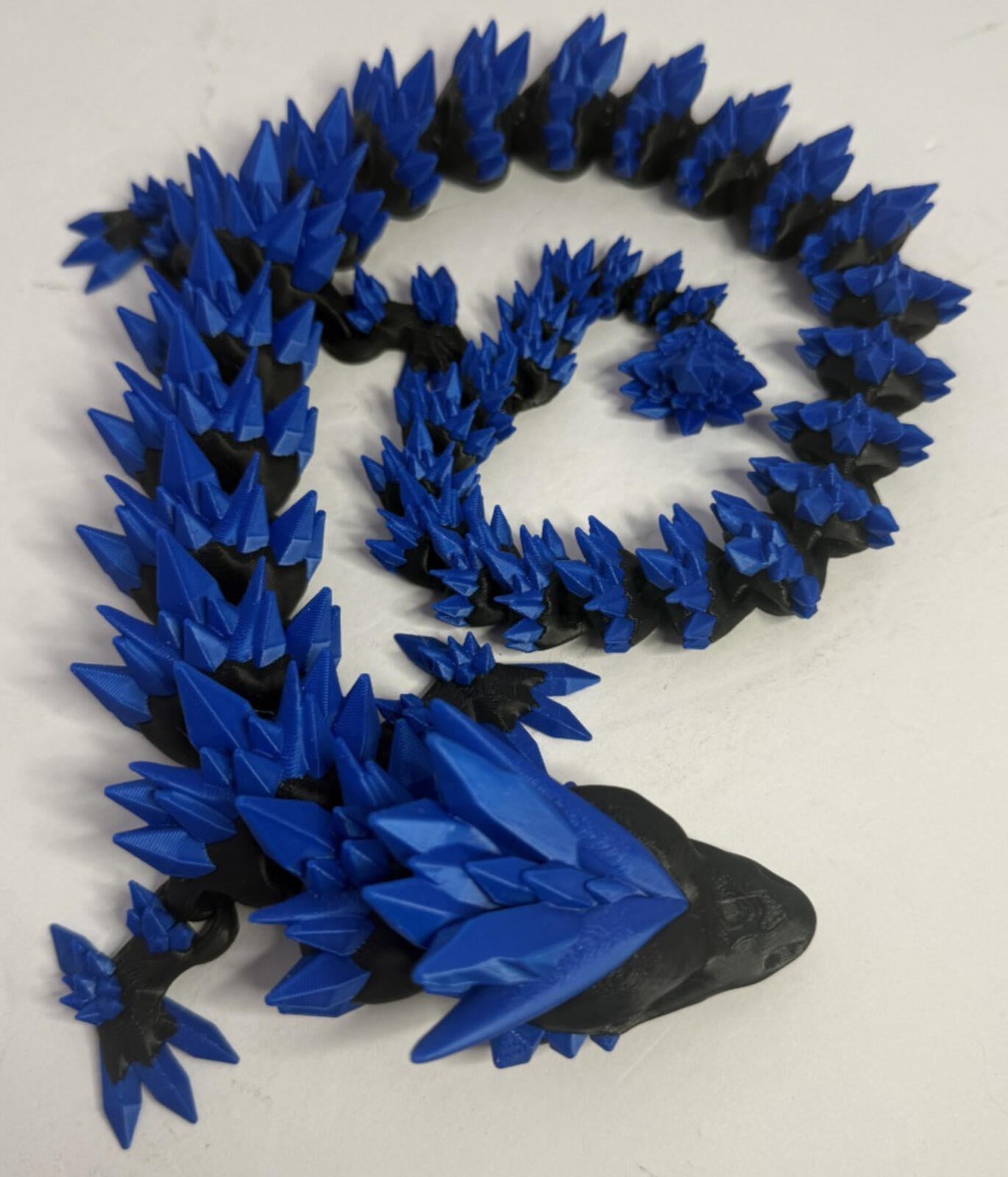 3D Printed Crystal Dragon -PLA- Black and Blue - 2 Ft Long - Articulated dragon