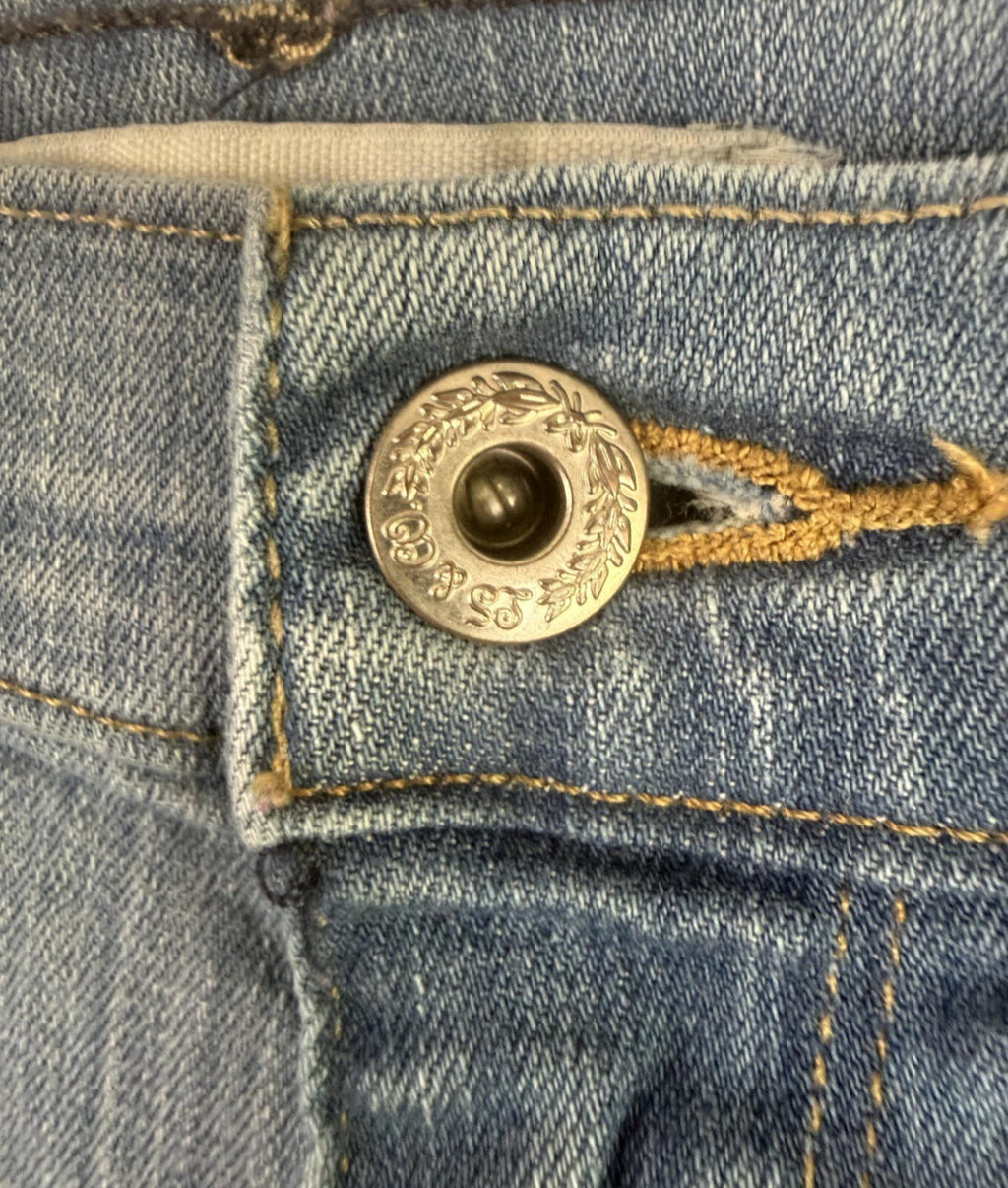 Levis 515 Boot Cut Stretch Blue Jeans Womens Sz 12 Short Raw Hem