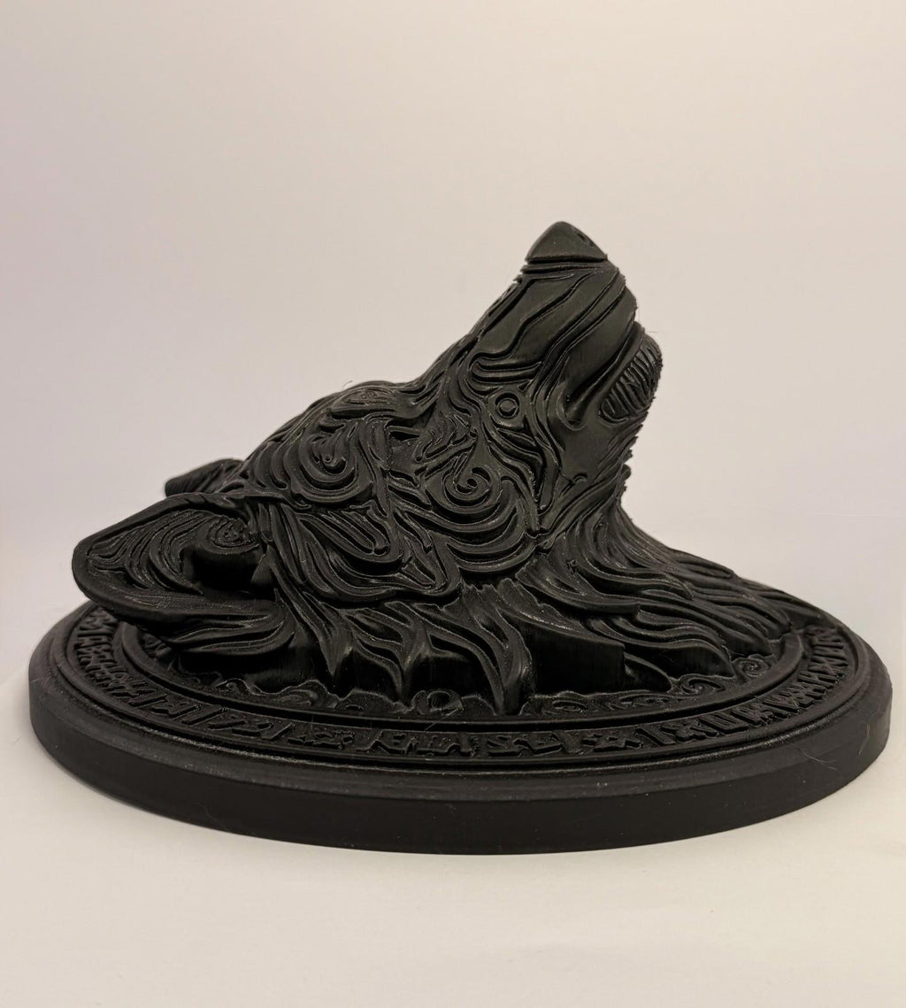 3D Printed Wolf Runes Large Plaque - Black