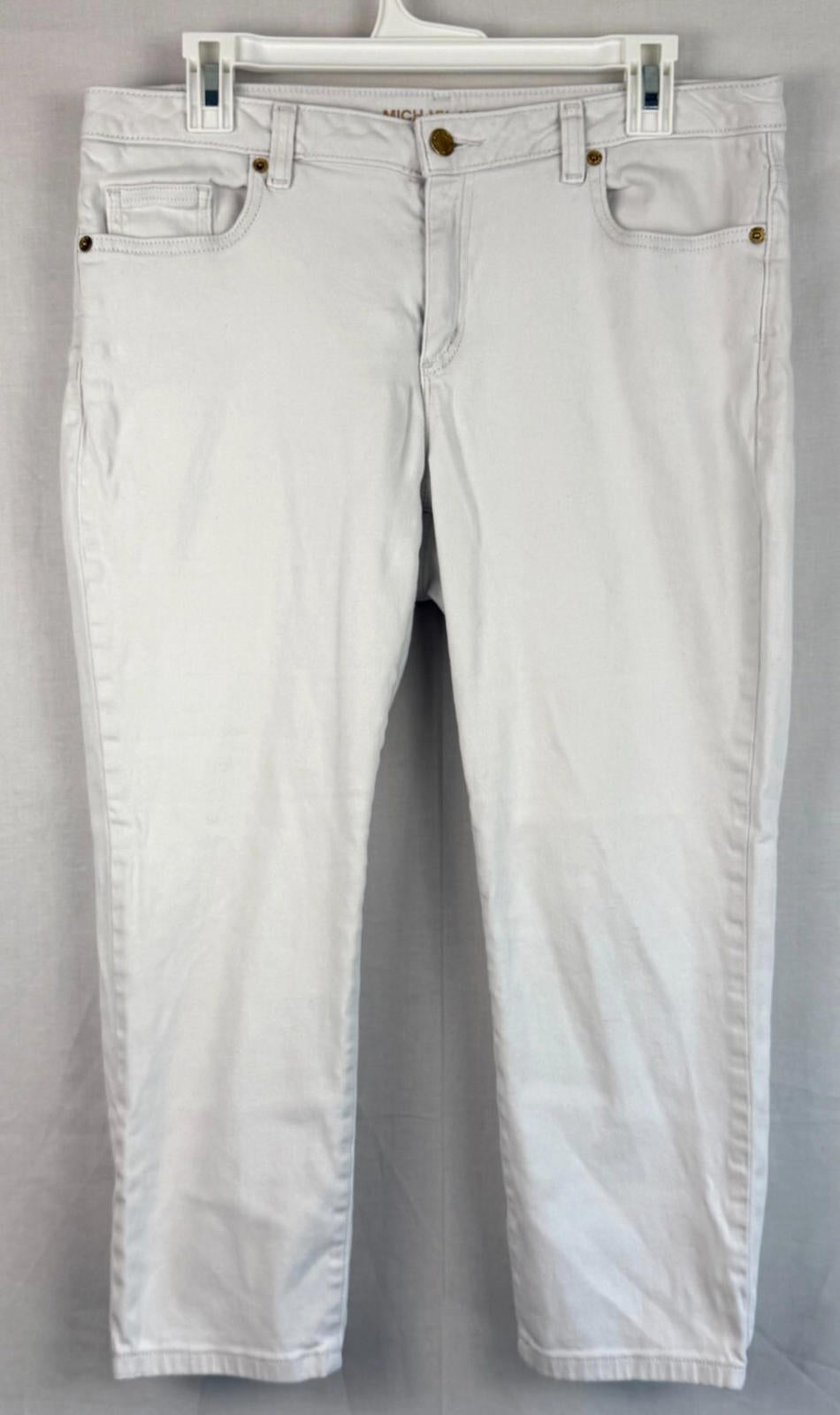 MICHAEL KORS Womens White Izzy Skinny Jeans - Size  Golden Logo