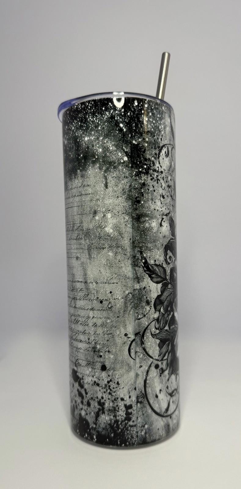 20 oz Ghost Flower Stainless Steel Tumbler with Lid, Straw