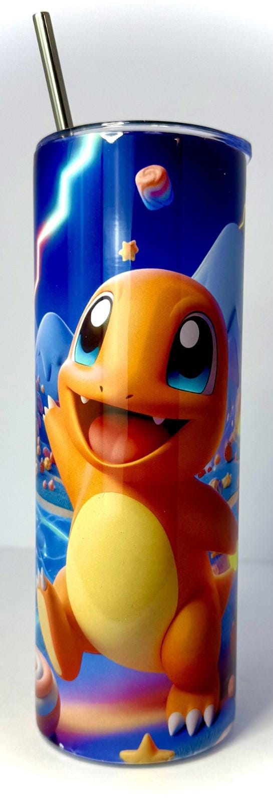 20 oz Charmander Stainless Steel Tumbler with Lid, Straw ~ Pokemon