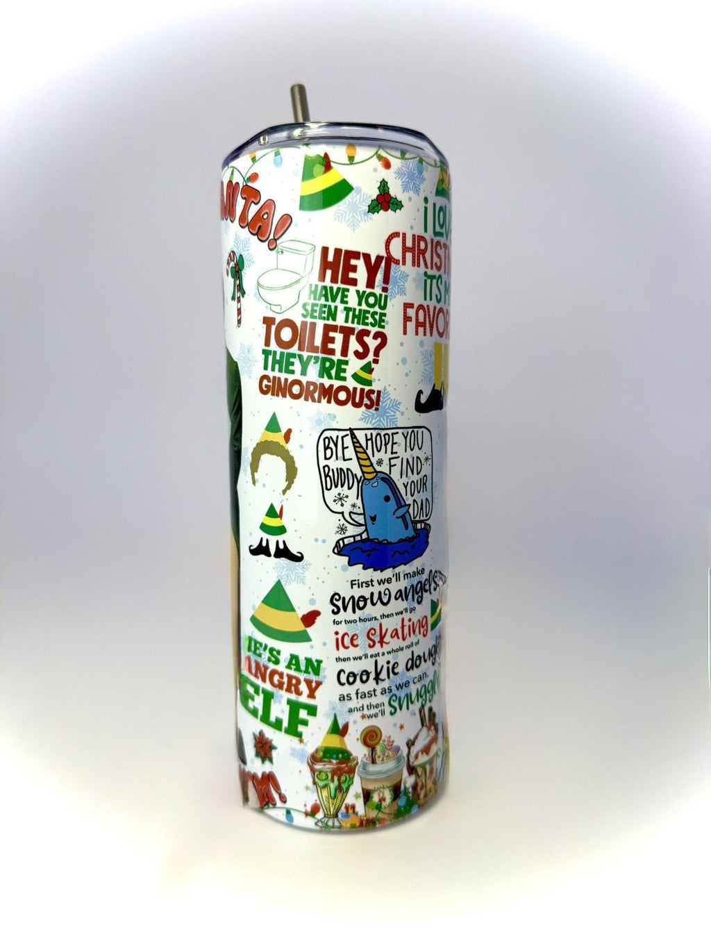 20 oz Elf Stainless Steel Tumbler with Lid, Straw