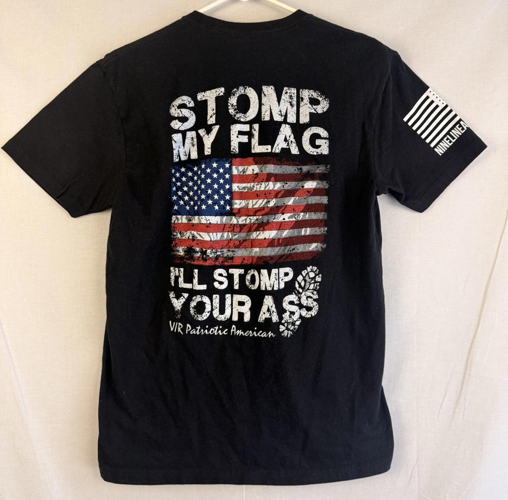 Nine Line Apparel Shirt Mens Medium Black Stomp my Flag FAFO Veteran Owned