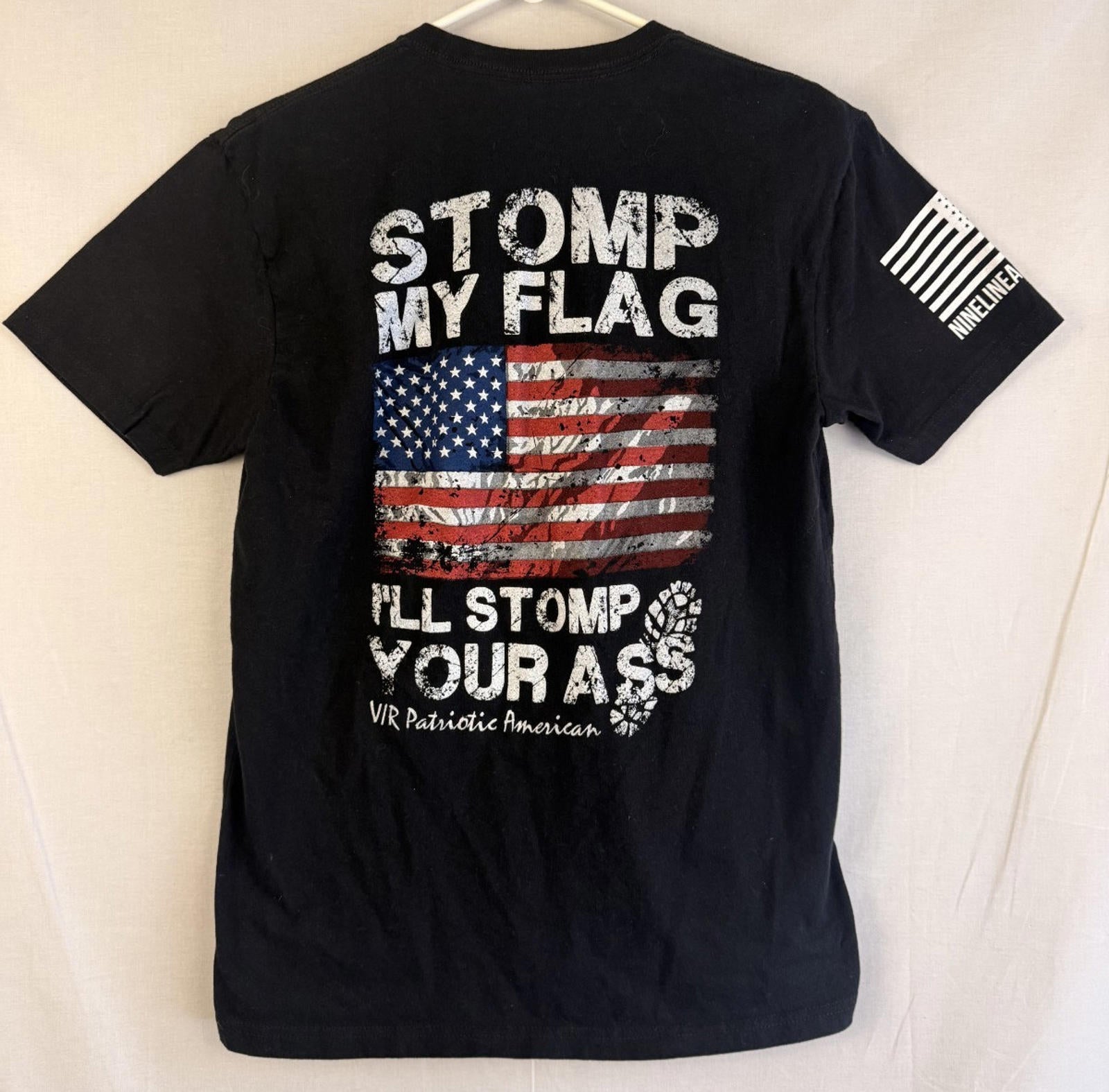 Nine Line Apparel Shirt Mens Medium Black Stomp my Flag FAFO Veteran Owned