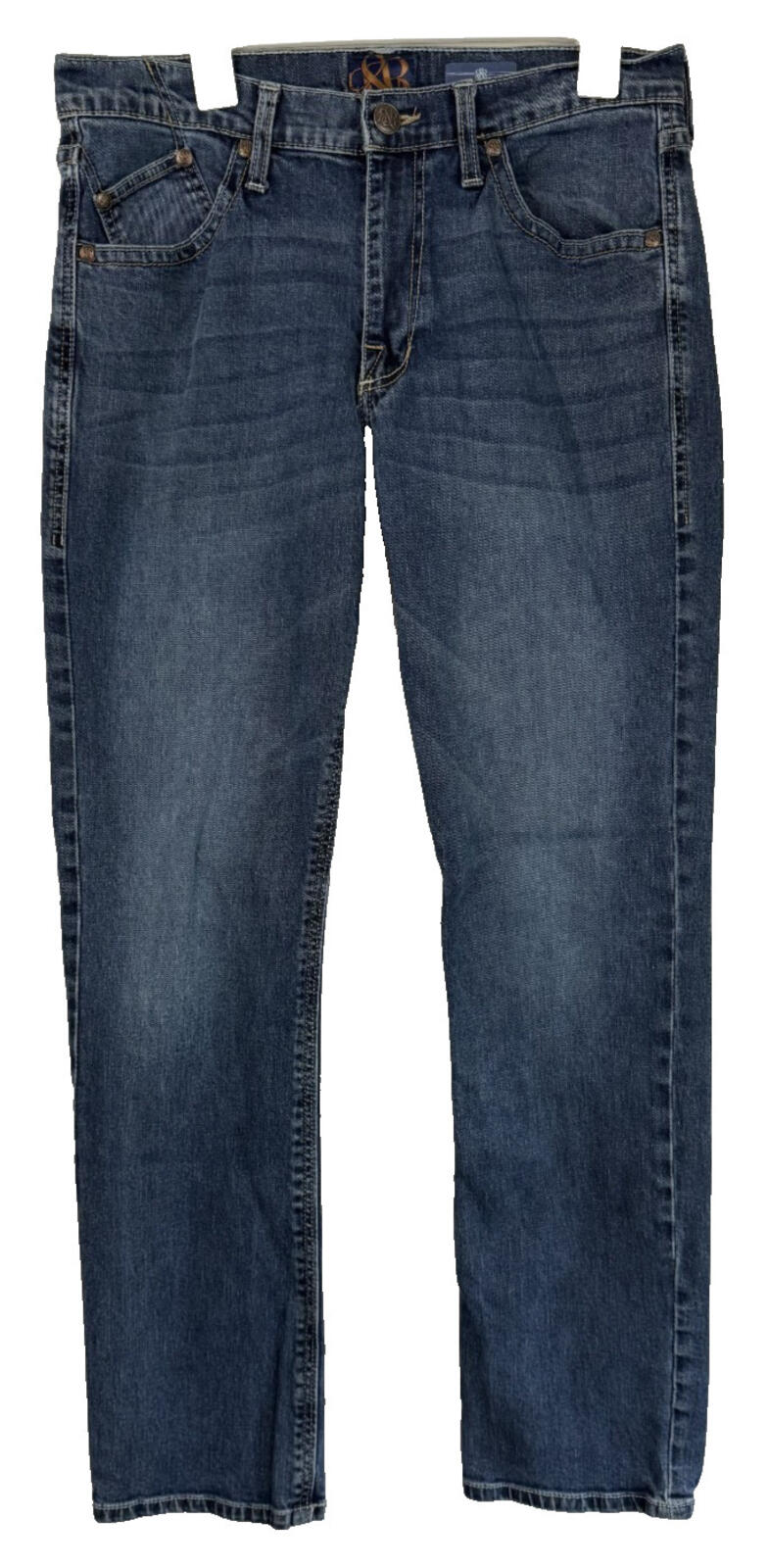 Rock & Republic Neil Straight Mens Sz 34x34 Dark Wash Jeans Stretch Flap Pockets