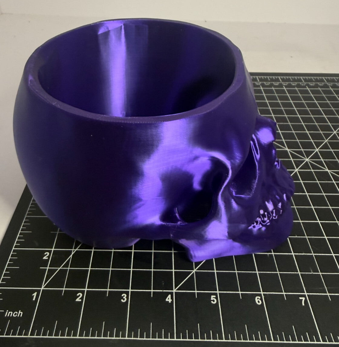 3D Printed Skull-Shaped Bowl - PLA - Purple