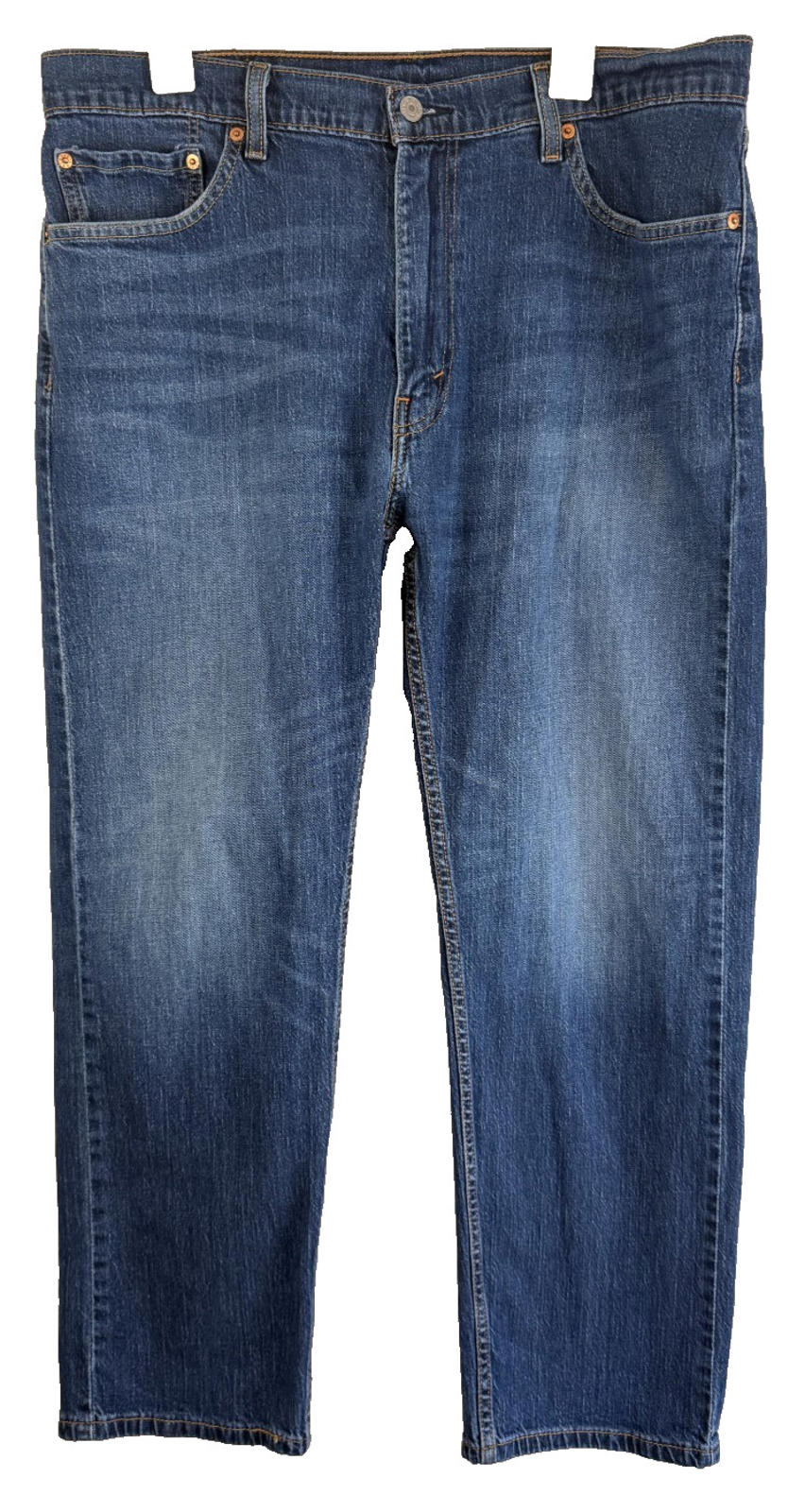 Levis 505 Mens Jeans Sz 38x30 Straight Stretch Denim Blue Whiskered