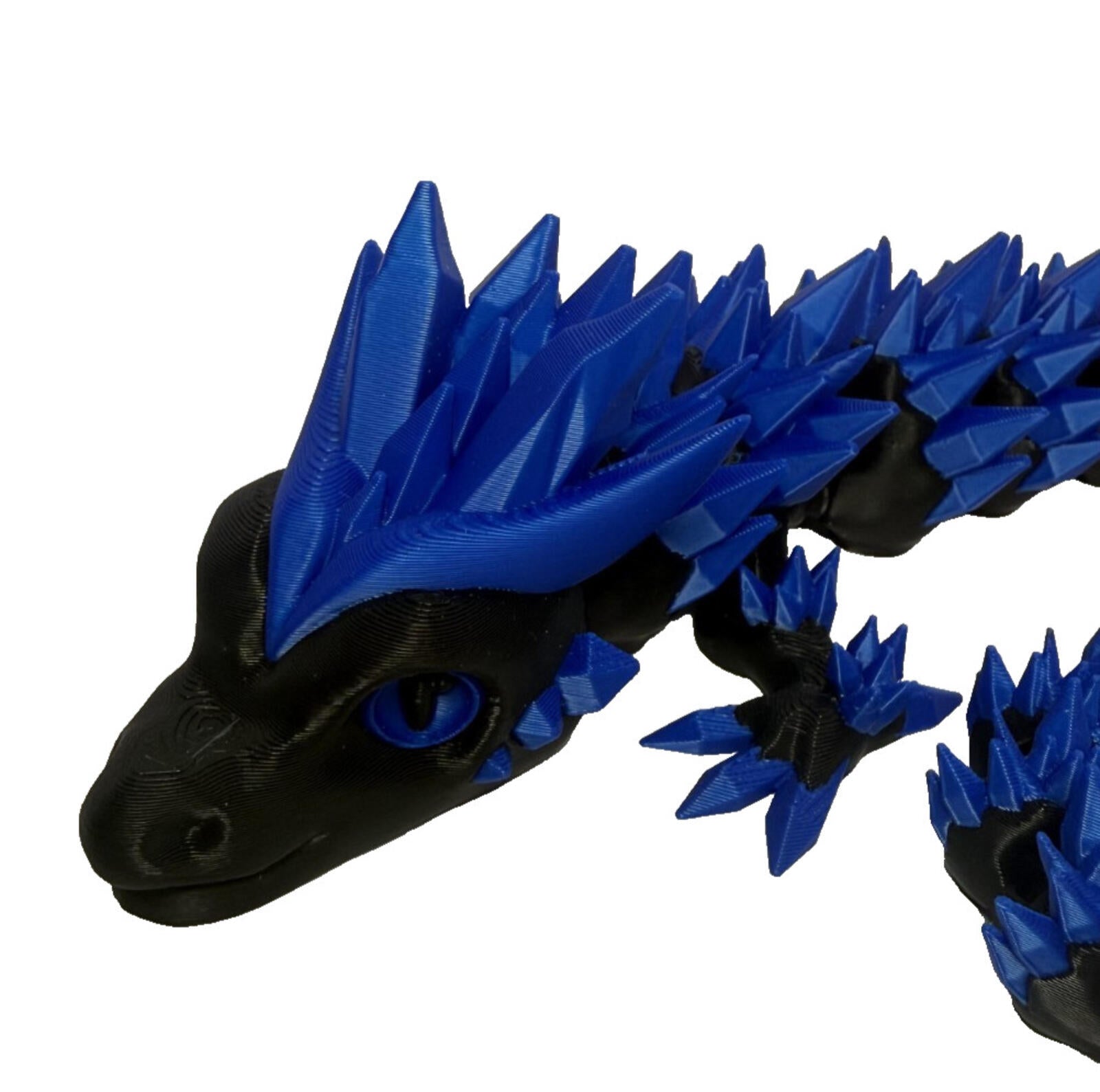 3D Printed Crystal Dragon -PLA- Black and Blue - 2 Ft Long - Articulated dragon