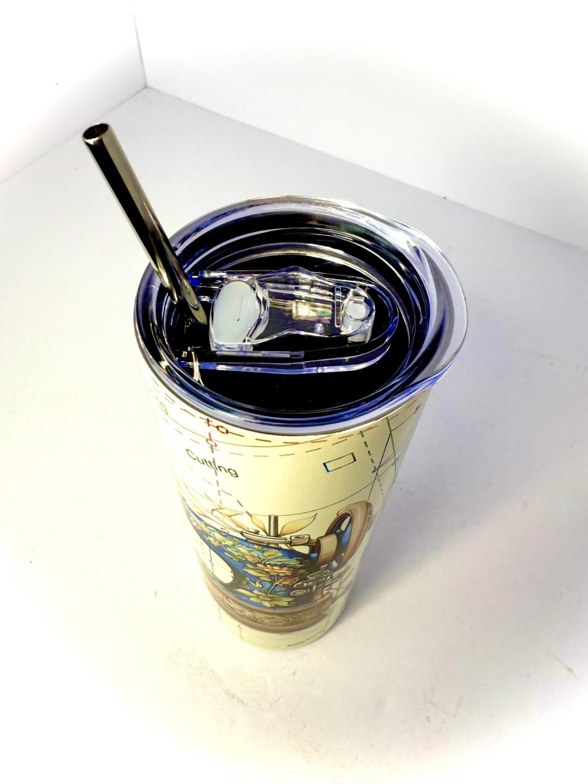 20 oz Crafting Sewing Stainless Steel Tumbler with Lid, Straw