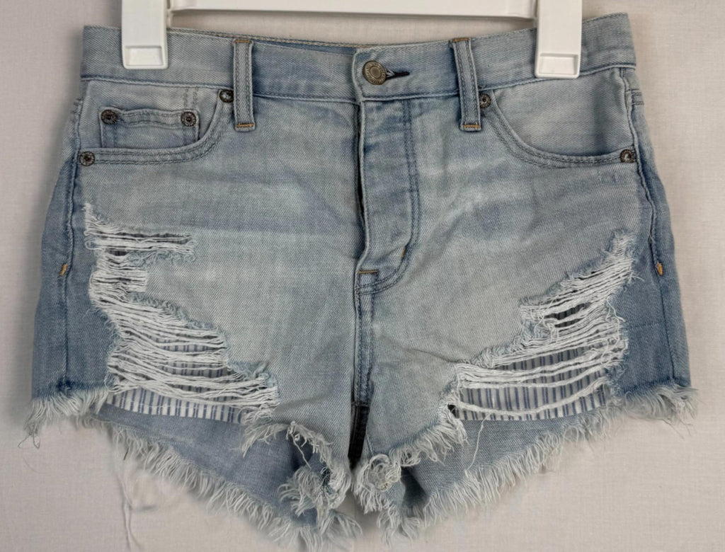 American Eagle Womens Shorts Sz 0 Button Fly Vintage HiRise Festival Distressed