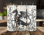20 oz Dragon Stainless Steel Tumbler with Lid, Straw - Floral