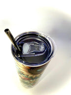20 oz Sunflower and LadyBugs Stainless Steel Tumbler with Lid, Straw
