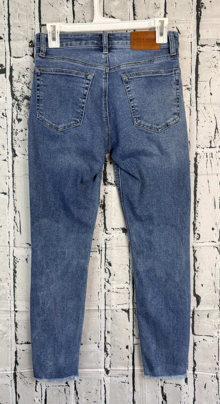 Lucky Brand Jeans Womens Sz 4 High Rise Skinny Bridgette Button Fly Raw Hem