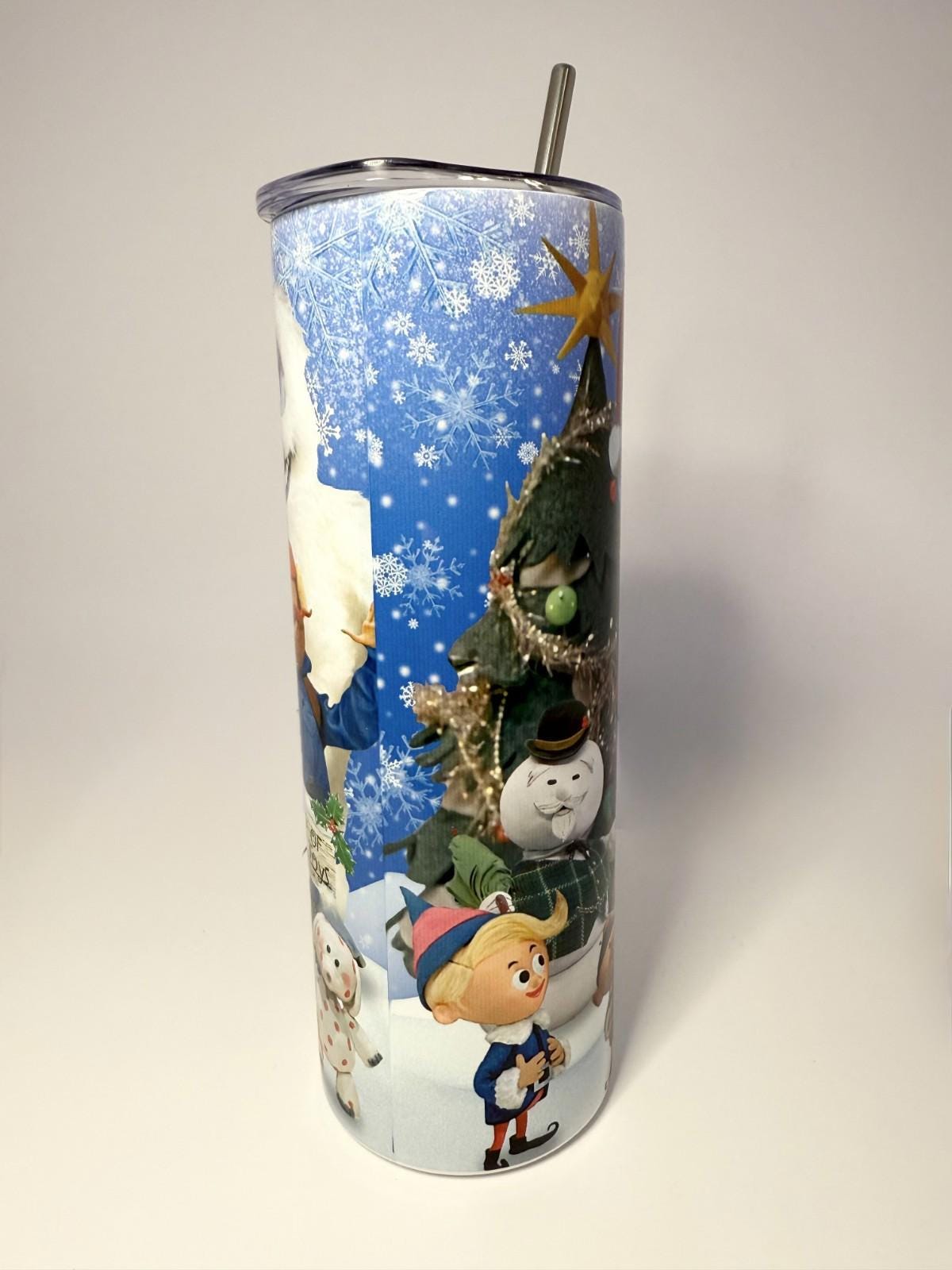 20 oz Rudolph Stainless Steel Tumbler with Lid, Straw