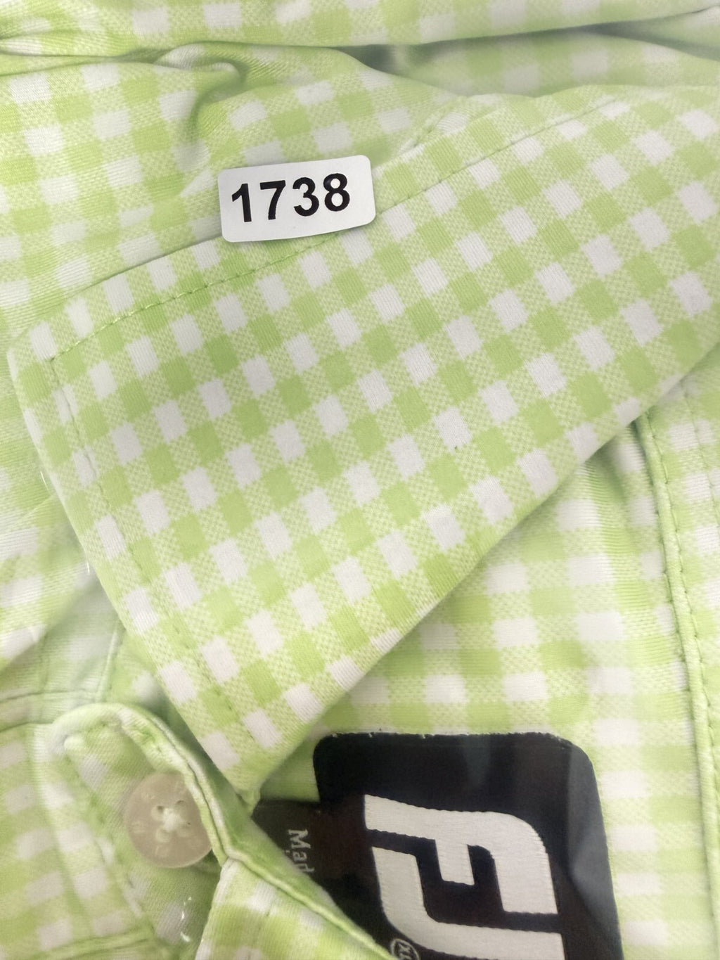 FJ FootJoy Polo Shirt Mens Size XL Tall Green Checkered Casual Golf Short Sleeve