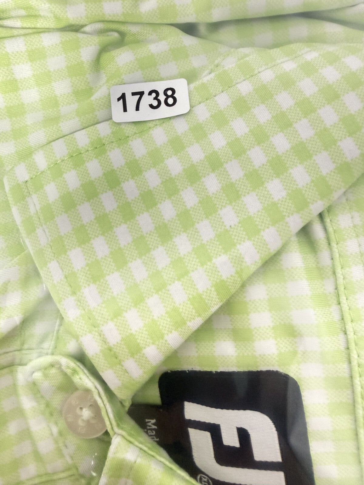 FJ FootJoy Polo Shirt Mens Size XL Tall Green Checkered Casual Golf Short Sleeve