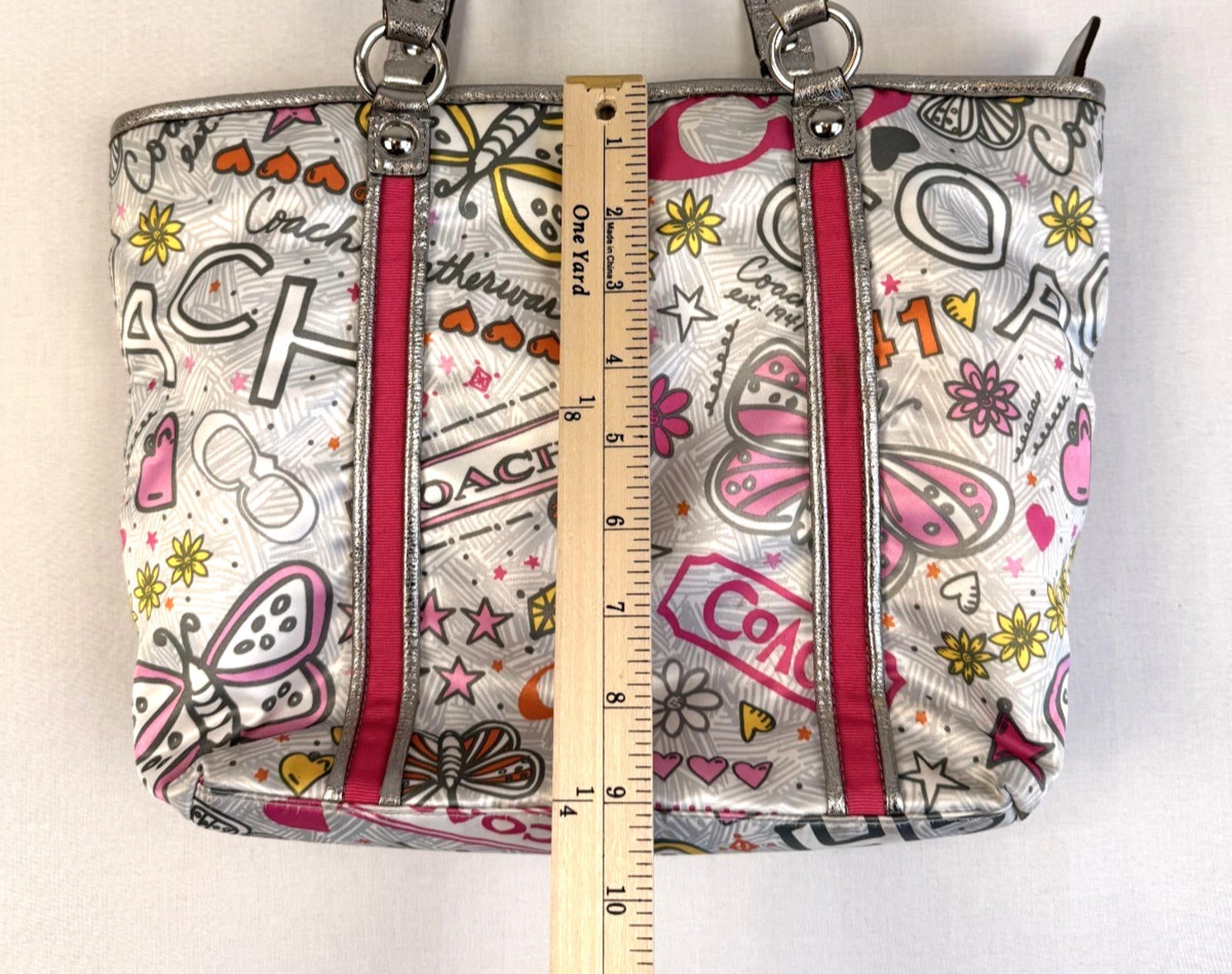COACH Vintage Y2K Bandana Graffiti Butterfly Shoulder Bag Tote Purse F15712