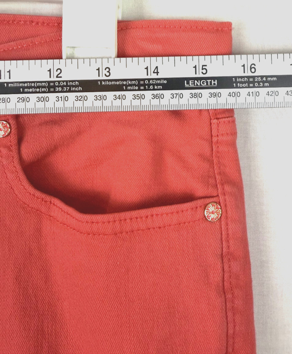 Lilly Pulitzer Womens Jeans Sz 10 Coral Pink Straight Cotton Stretch Skinny
