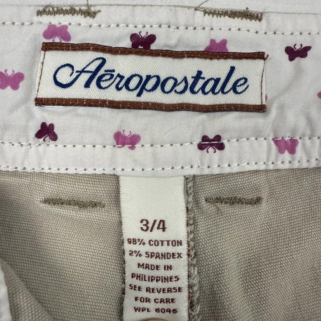 Aeropostale Womens Capri Pants Khaki Size 3/4 Butterfly