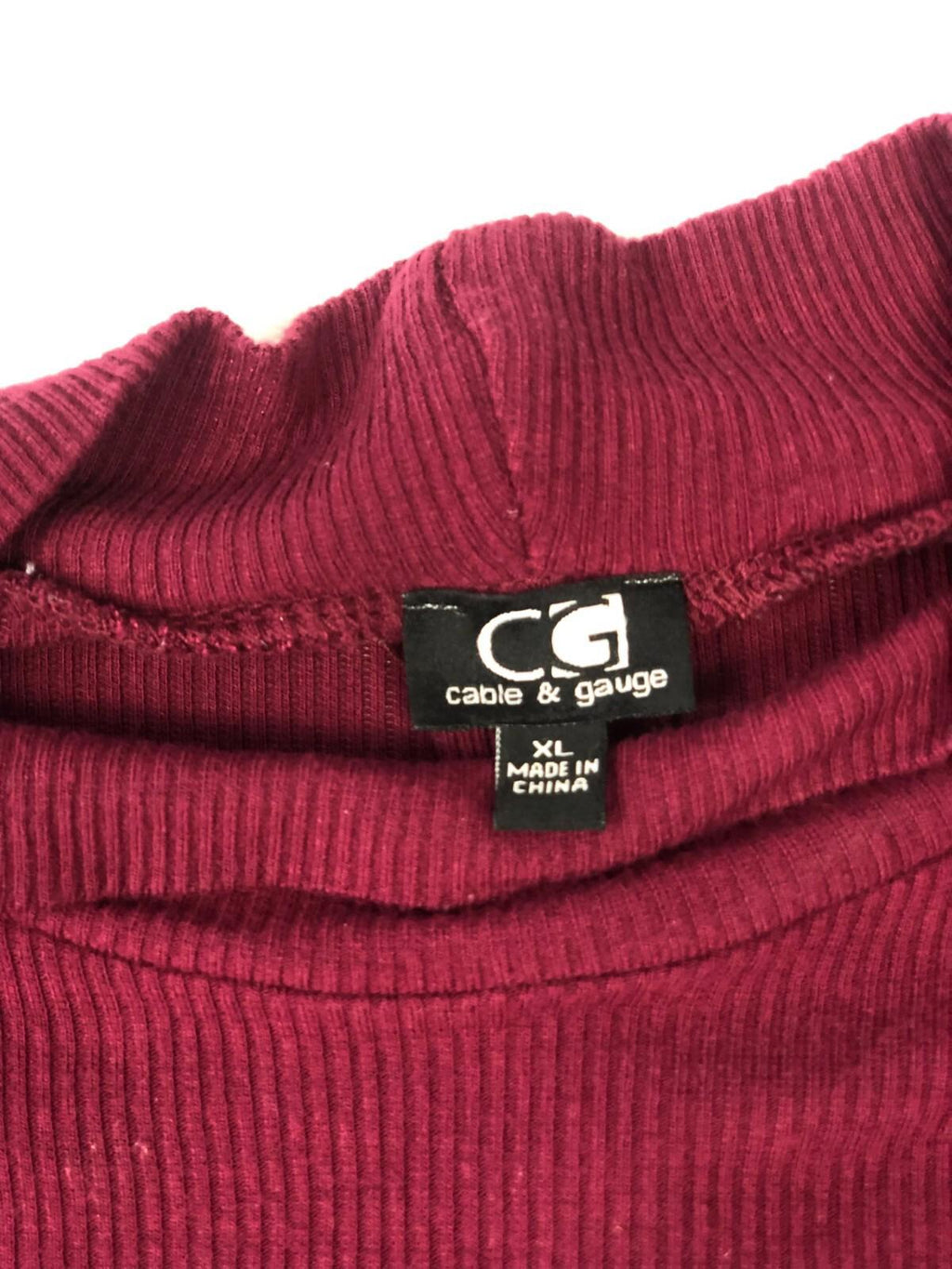 Cable & Gauge Womens Pullover Sweater XL burgundy Mock Neck Long Sleeve Knit