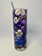 20 oz African Violets Stainless Steel Tumbler with Lid, Straw