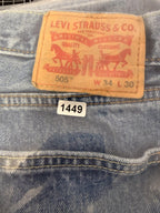 Men's Levis 505 Regular Fit Denim Jeans Sz 34x30 Blue Cotton Modern Red Tab